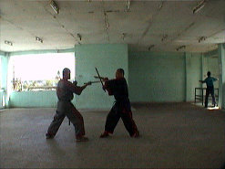 Senior students sparring.